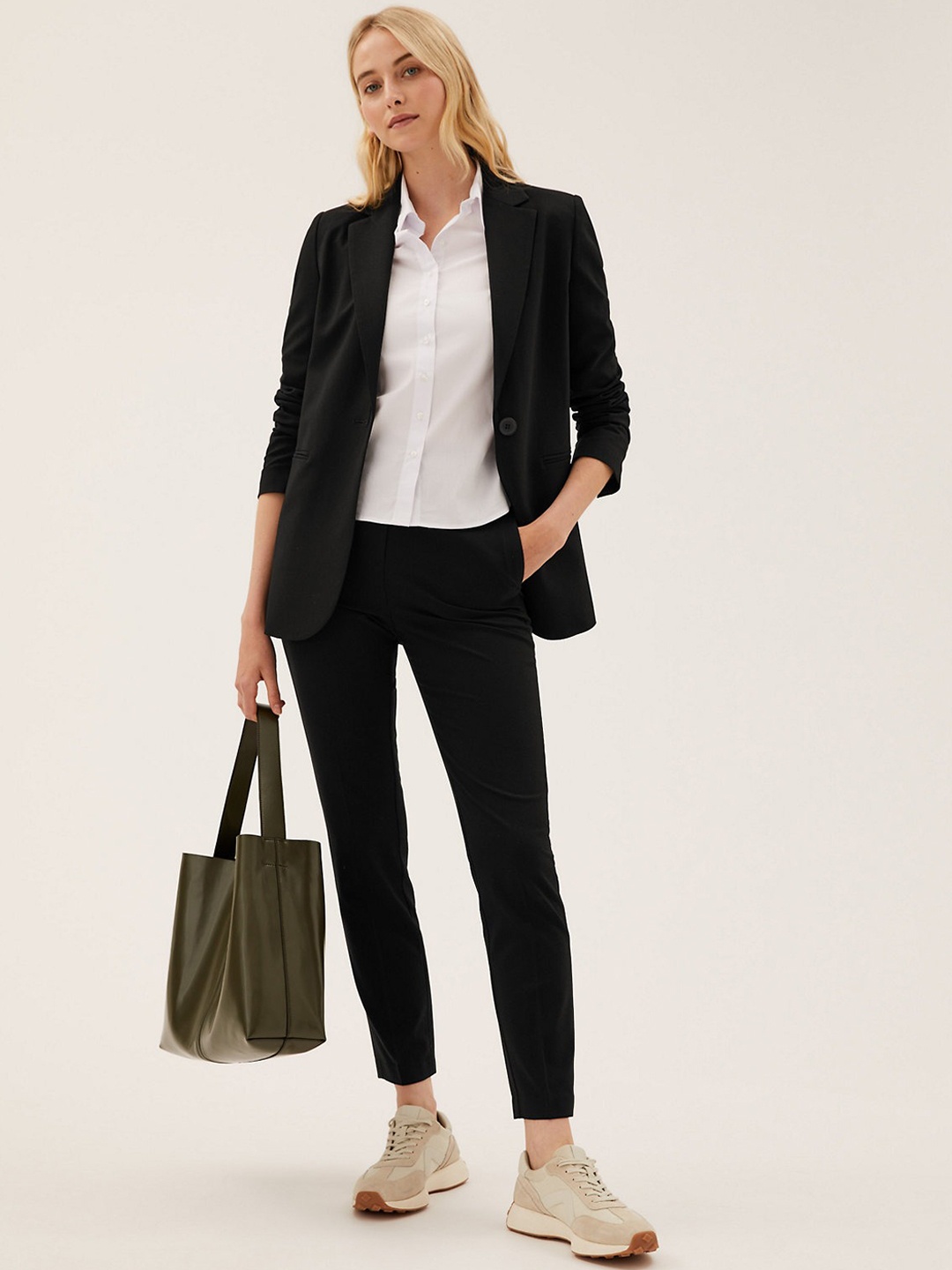 

Marks & Spencer Women Black Solid Single Breasted Formal Blazer