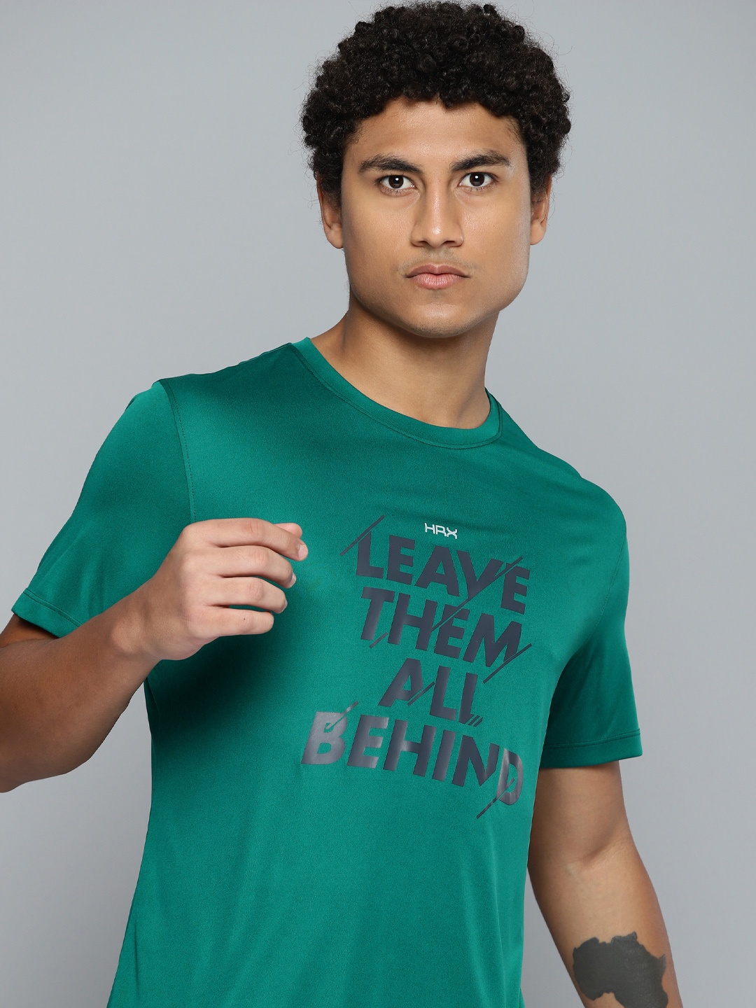 

HRX by Hrithik Roshan Men Green & Black Typography Printed T-shirt