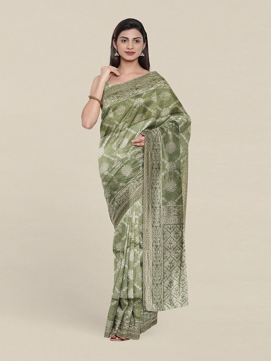 

Pothys Green & White Floral Saree