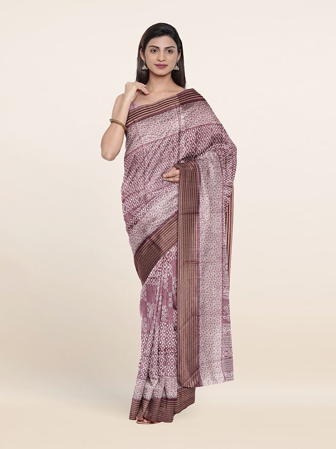 

Pothys Lavender & White Saree
