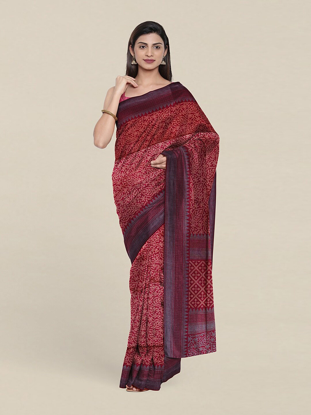 

Pothys Purple & Pink Floral Saree
