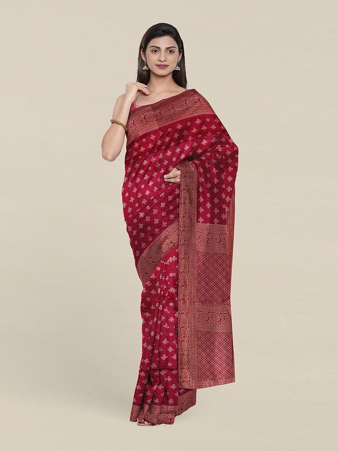 

Pothys Magenta Floral Printed Saree