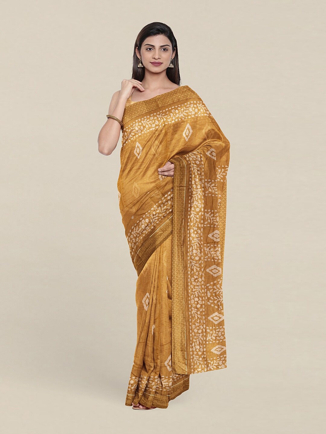 

Pothys Mustard & White Printed Saree