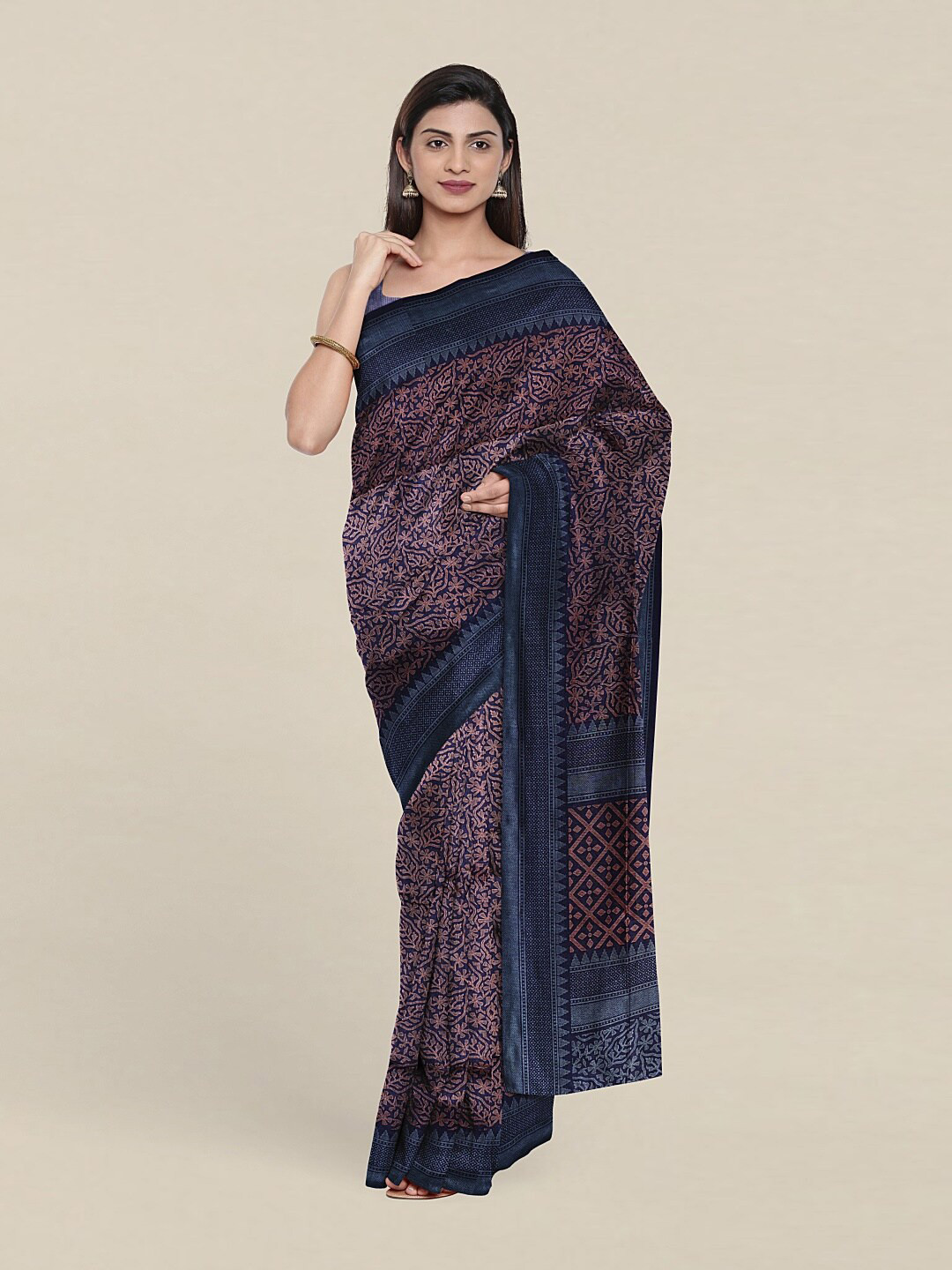 

Pothys Blue Floral Printed Saree