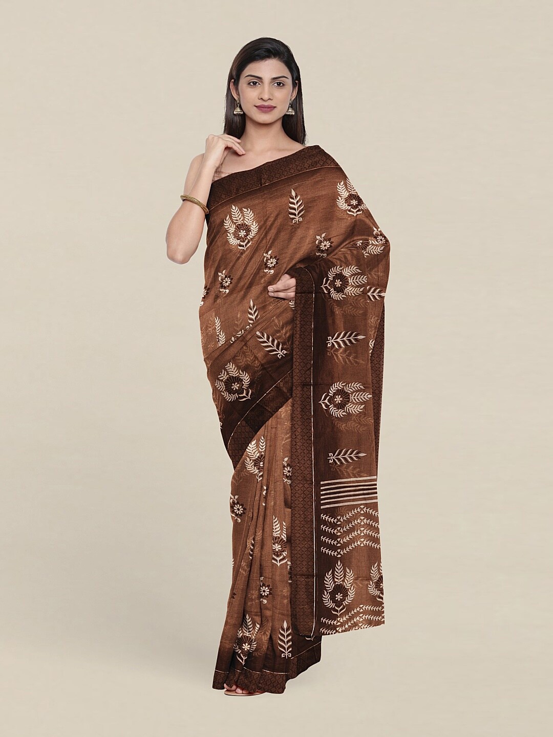 

Pothys Brown & Black Floral Saree