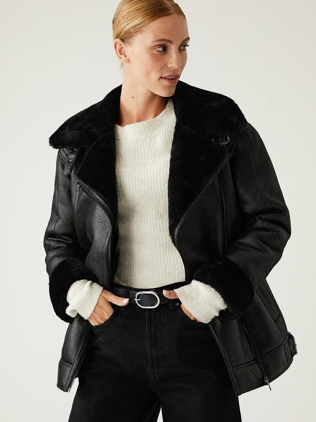 

Marks & Spencer Women Black Lightweight Longline Tailored Jacket