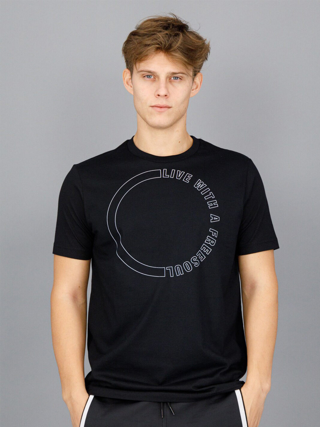 

FREESOUL Men Black Typography Printed Cotton T-shirt