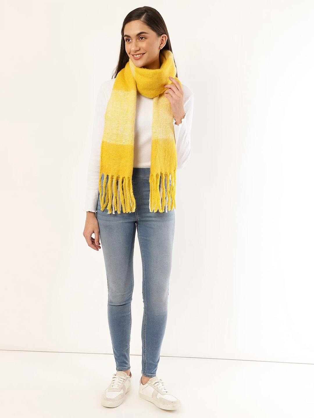 

Marks & Spencer Women Yellow Checked Scarf