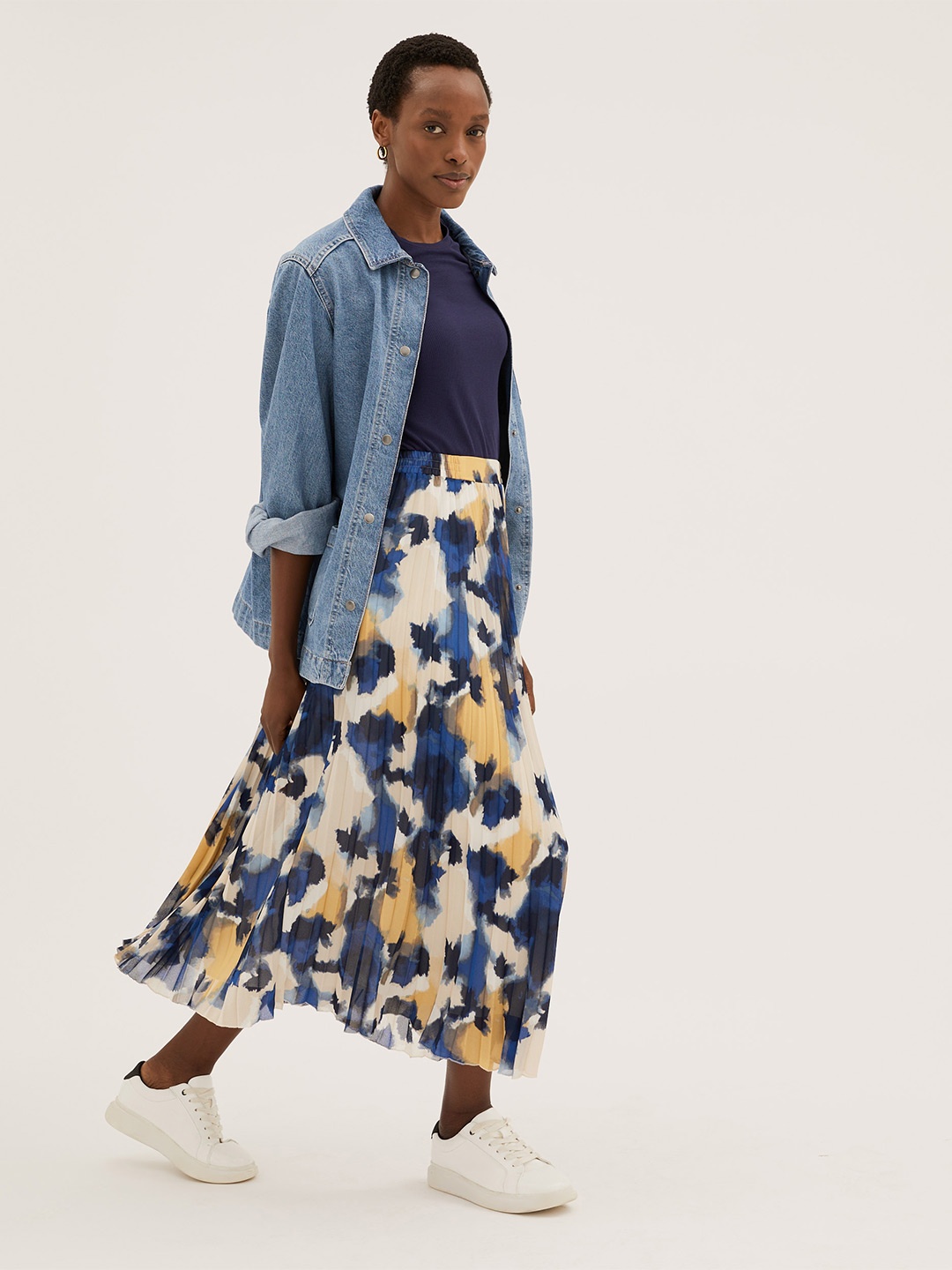 

Marks & Spencer Women Blue & White Printed Skirt