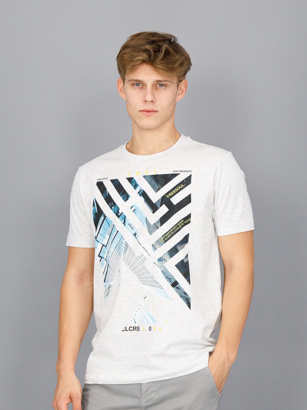 

FREESOUL Men Off White Printed T-shirt