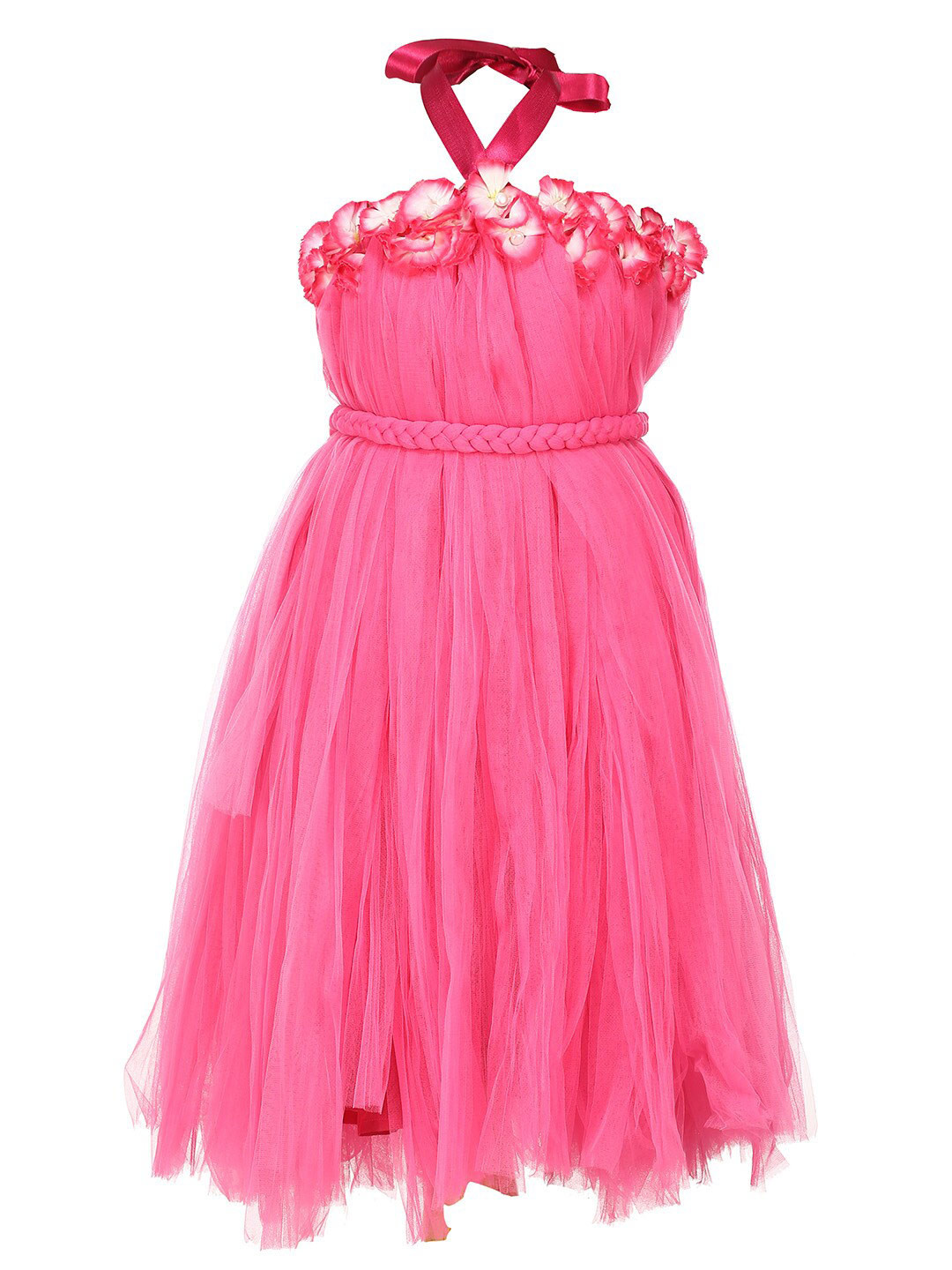 

Samsara Couture Pink Embellished Halter Neck Net Dress