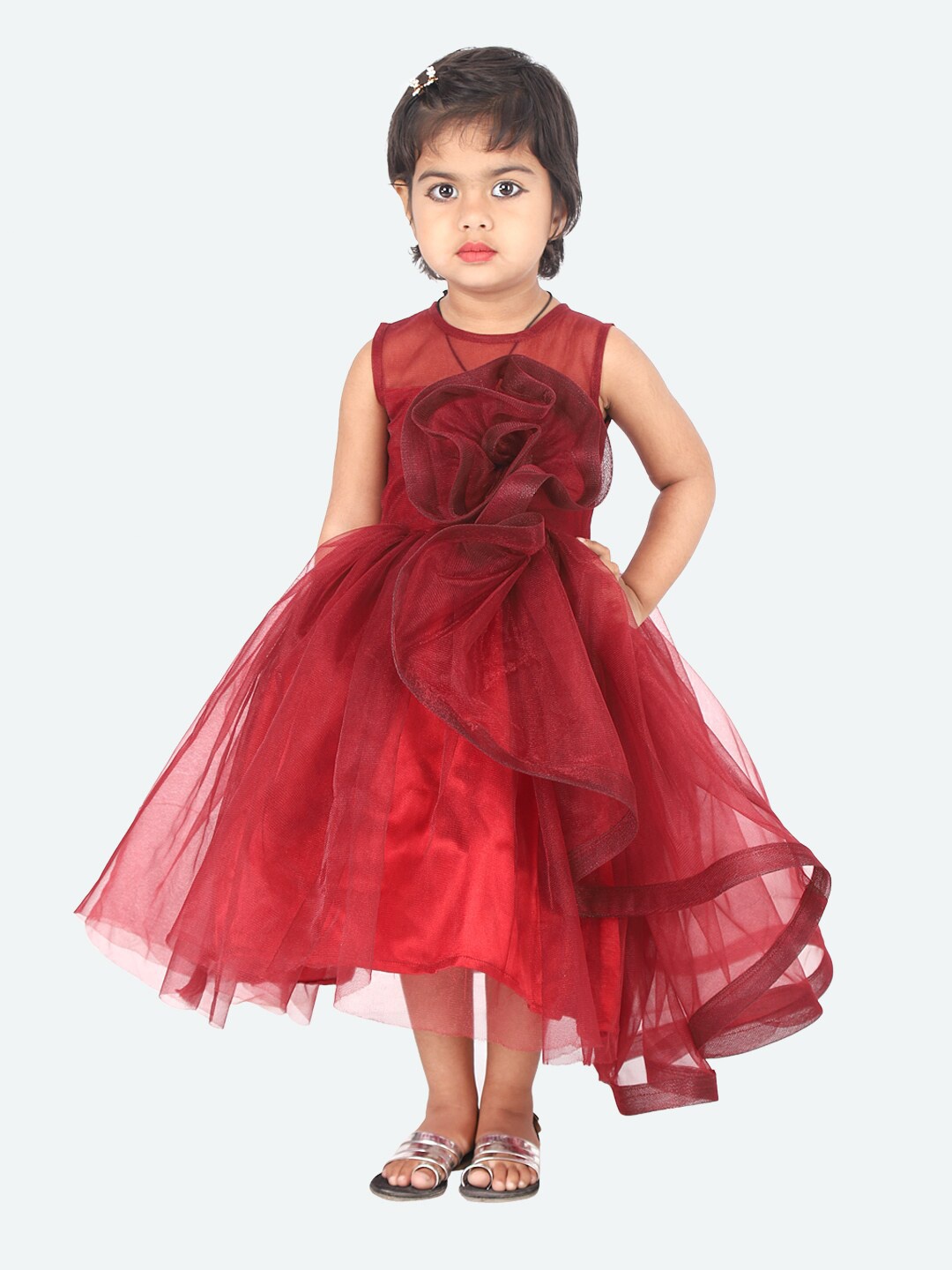 

Samsara Couture Magenta Net Midi Dress