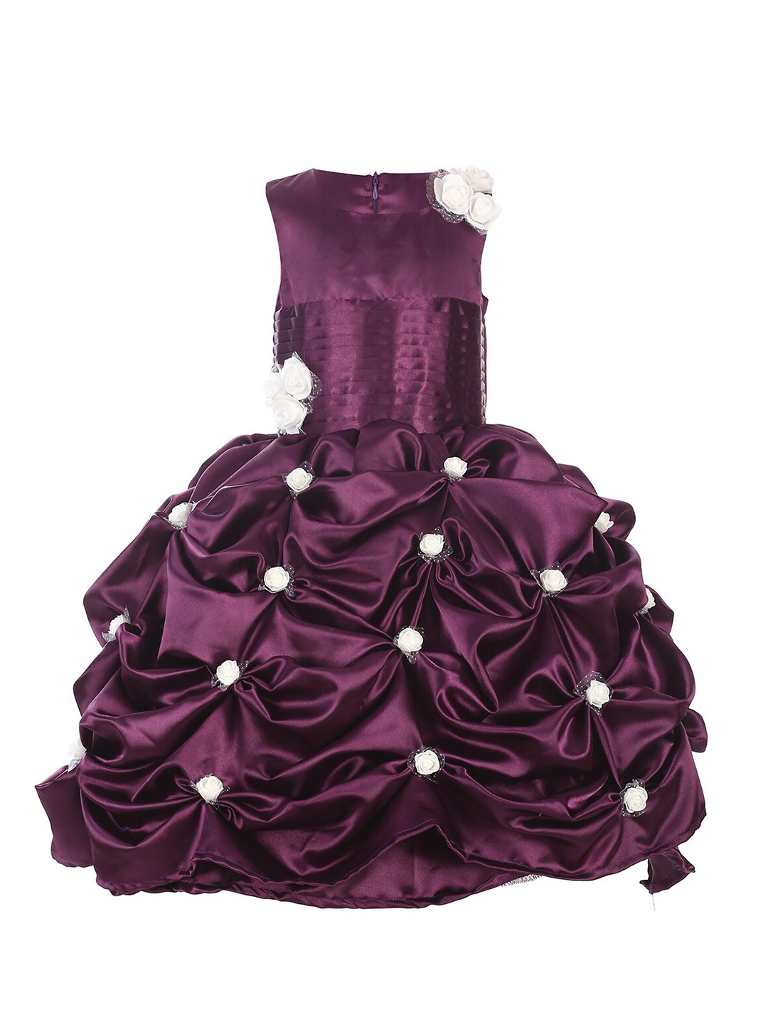 

Samsara Couture Girls Maroon Net Maxi Dress