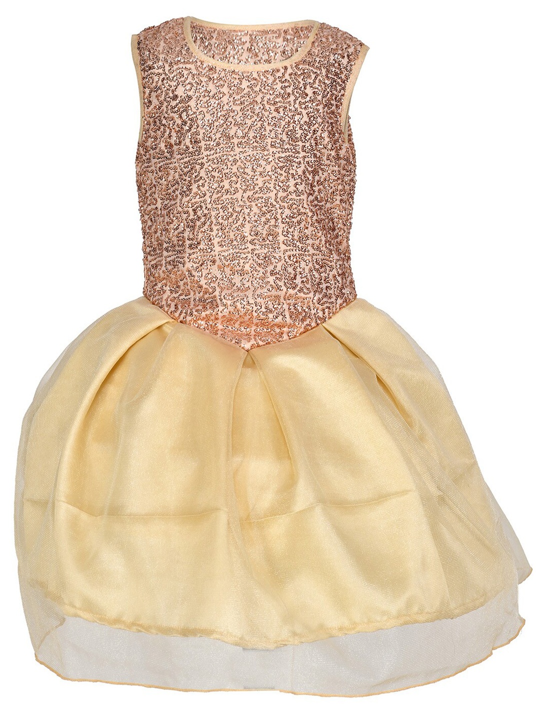 

Samsara Couture Girls Gold-Toned & Pink Embellished Net Dress