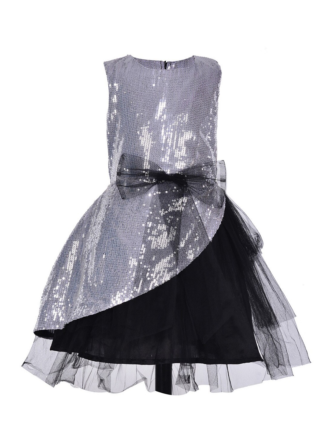 

Samsara Couture Silver-Toned Net Dress
