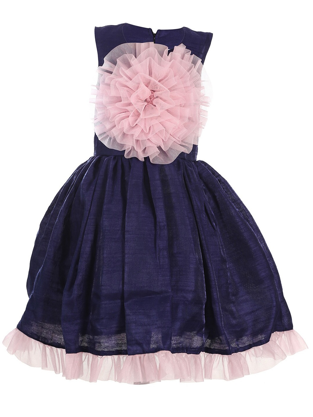 

Samsara Couture Navy Blue Colourblocked Net Dress