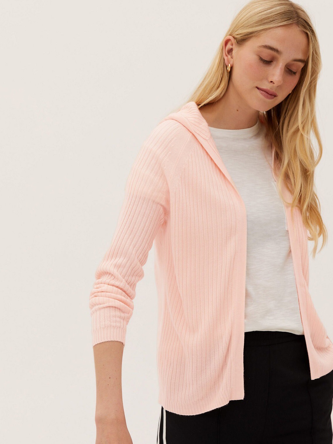 

Marks & Spencer Women Pink Front Open Sweater