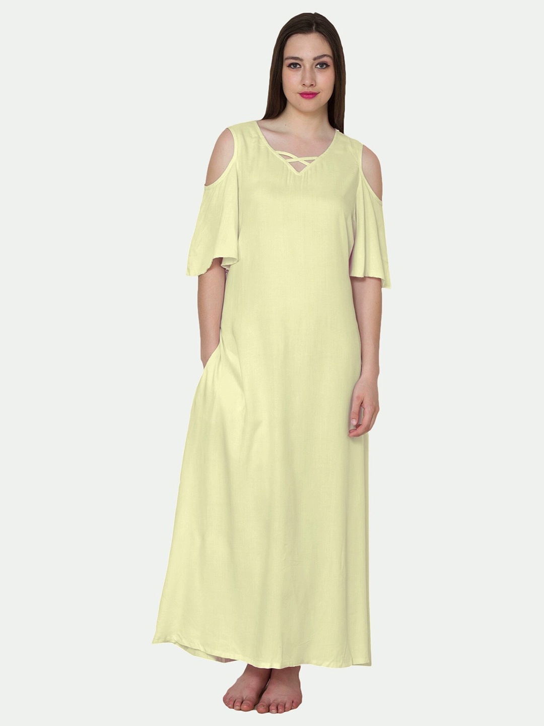 

PATRORNA Cream-Coloured Maxi Nightdress