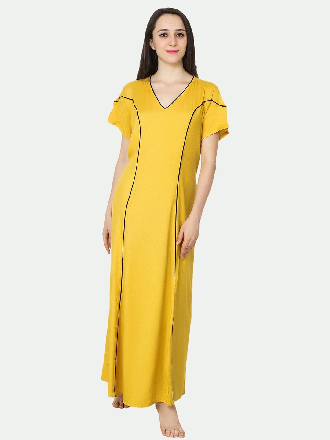 

PATRORNA Mustard Maxi Nightdress