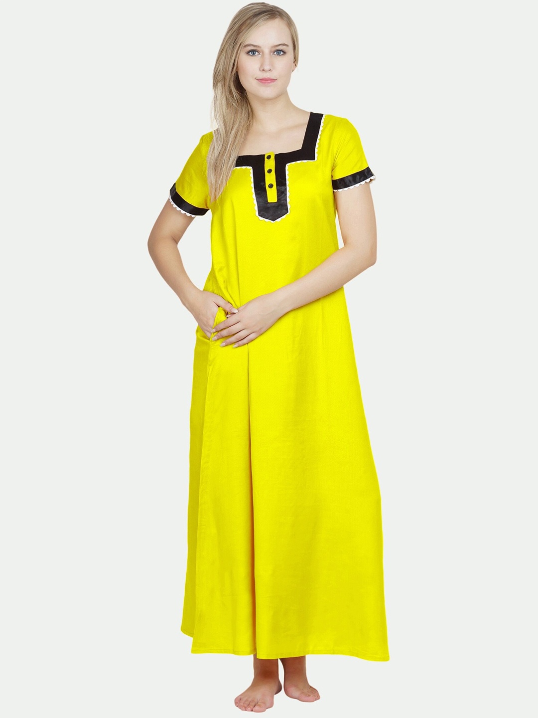 

PATRORNA Yellow Maxi Nightdress