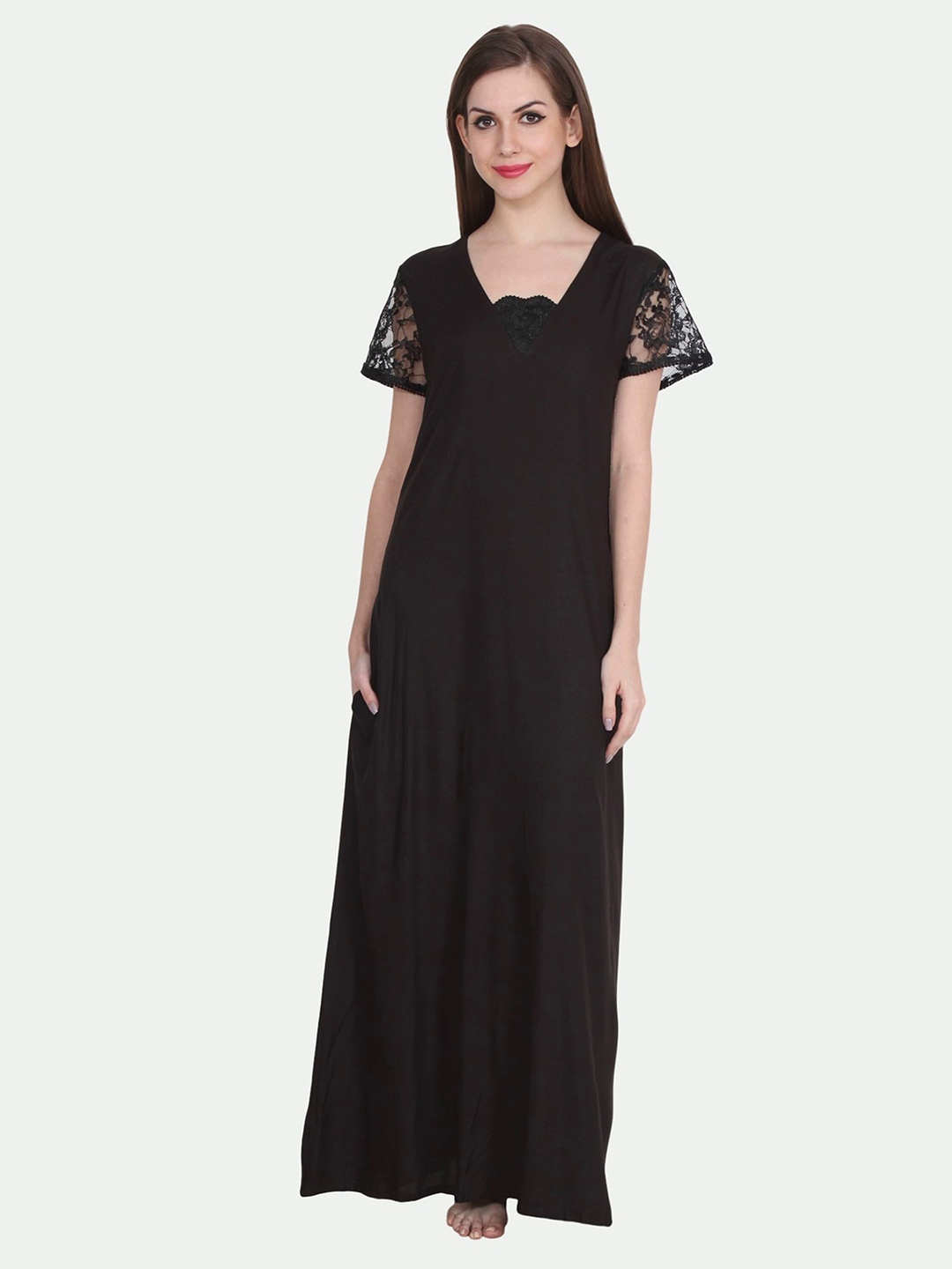 

PATRORNA Black Maxi Nightdress