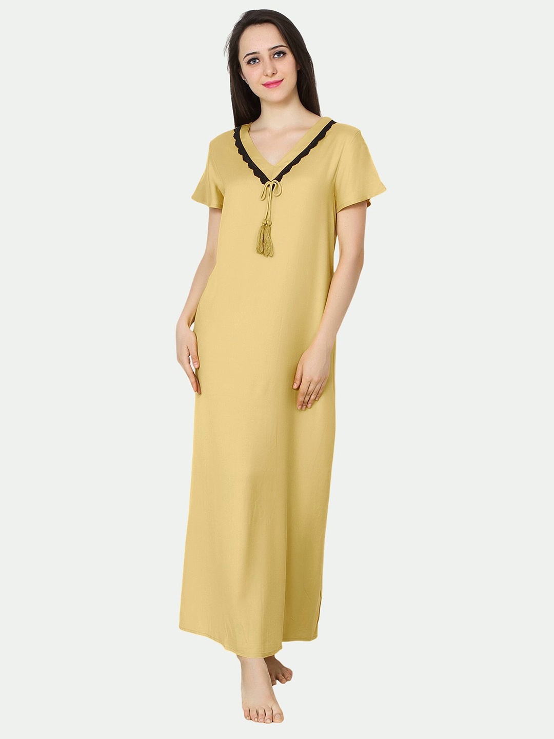 

PATRORNA Gold-Toned Maxi Nightdress