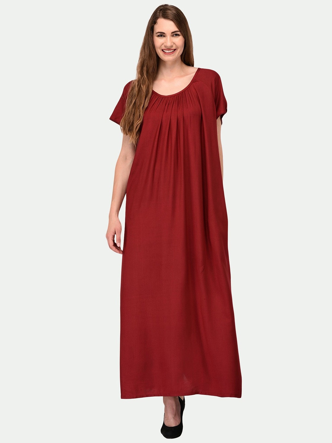 

PATRORNA Maroon Maxi Nightdress