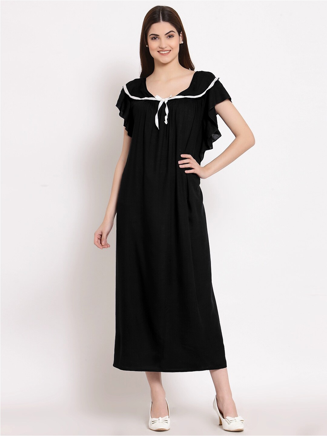 

PATRORNA Black Maxi Nightdress