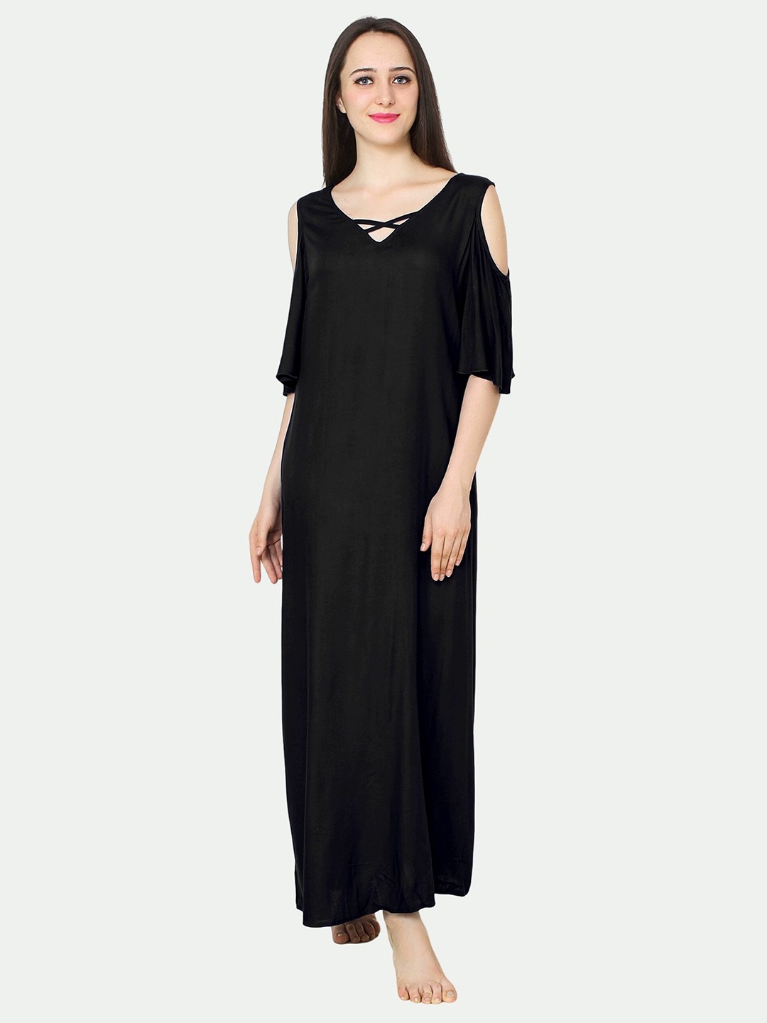 

PATRORNA Black Maxi Nightdress