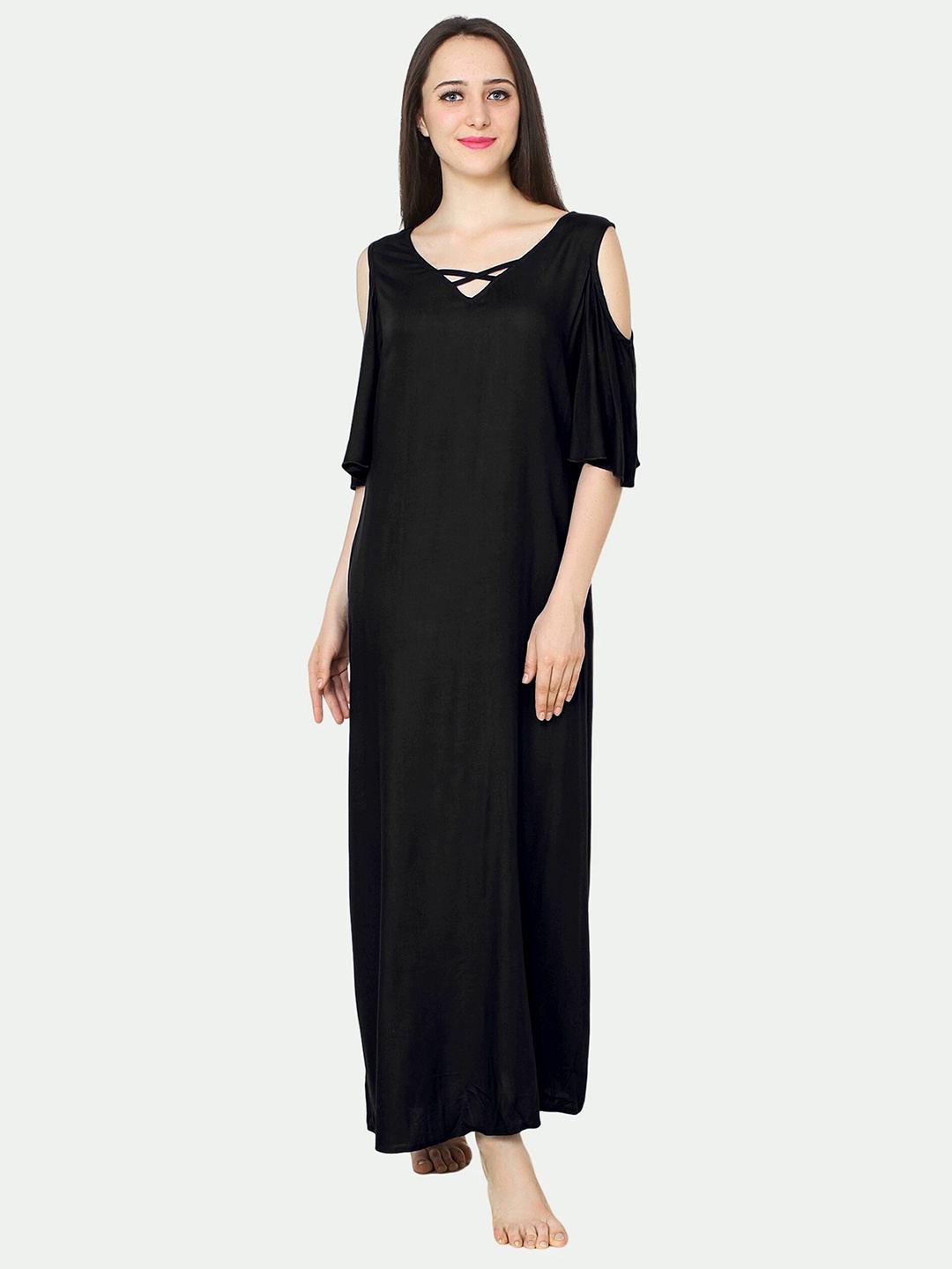 

PATRORNA Black Maxi Nightdress