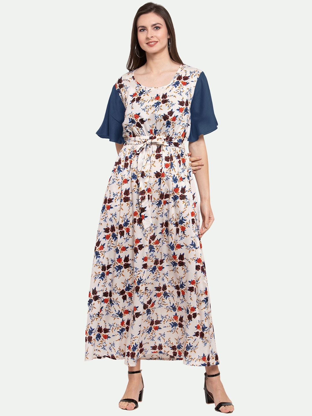

PATRORNA Teal Printed Maxi Nightdress