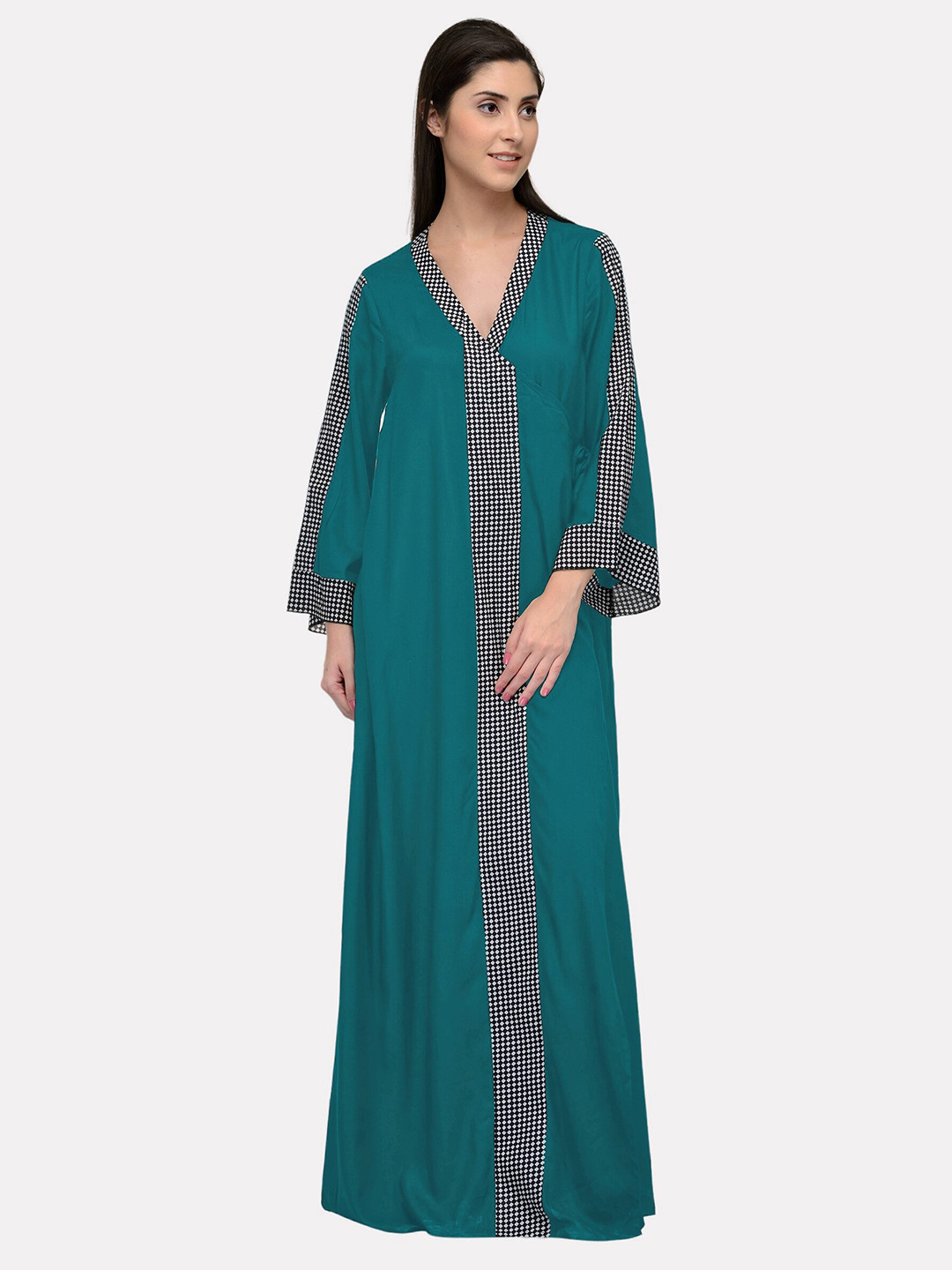 

PATRORNA Women Green Maxi Nightdress