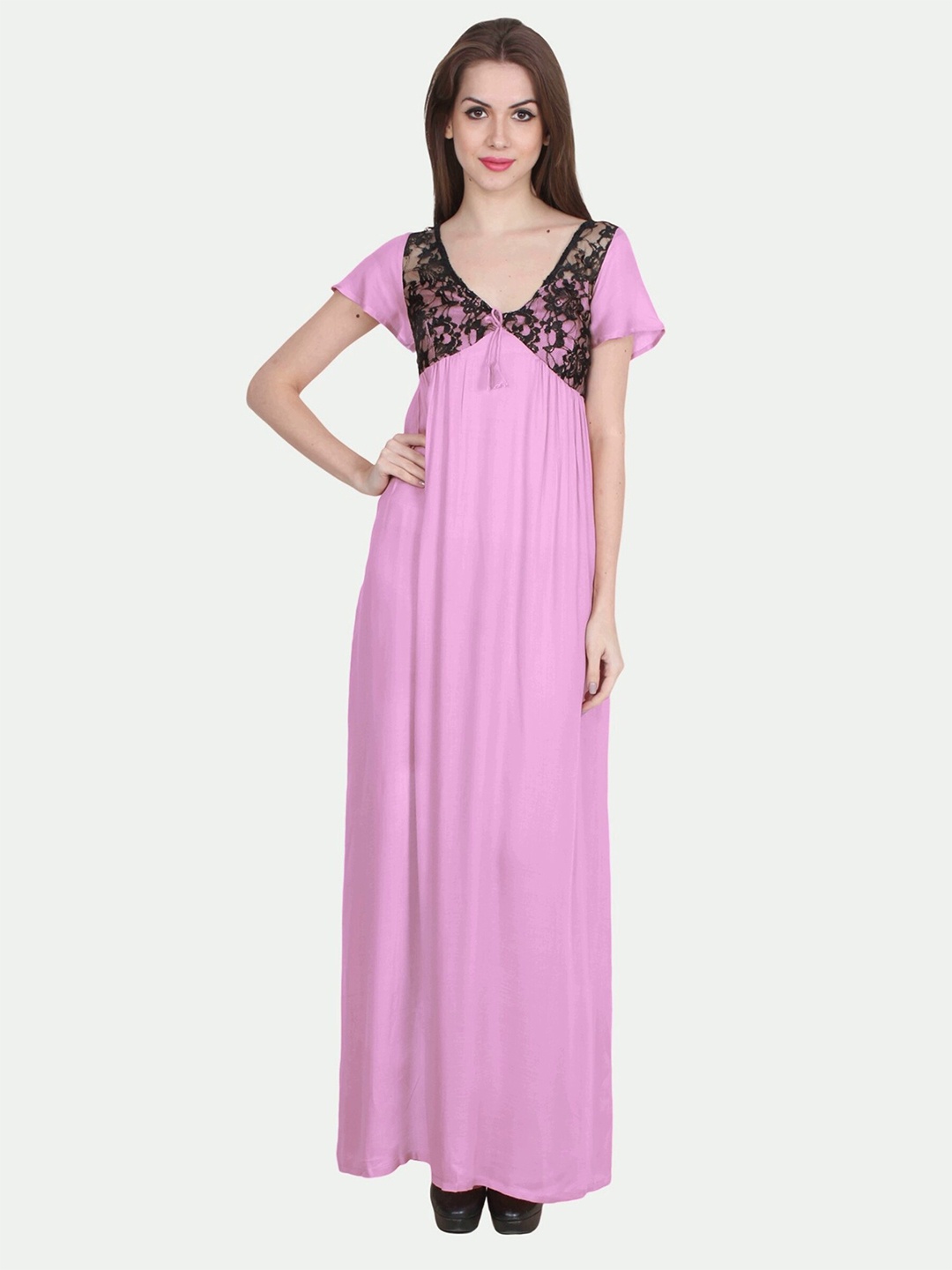 

PATRORNA Women Pink Maxi Nightdress