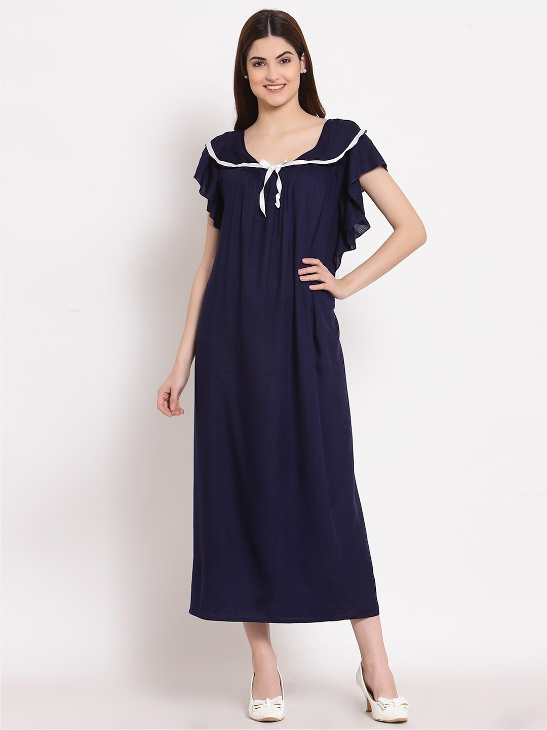 

PATRORNA Women Blue Maxi Nightdress