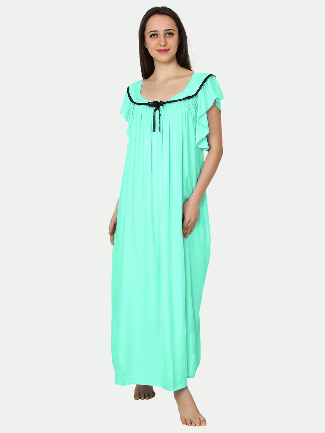 

PATRORNA Women Teal Maxi Nightdress
