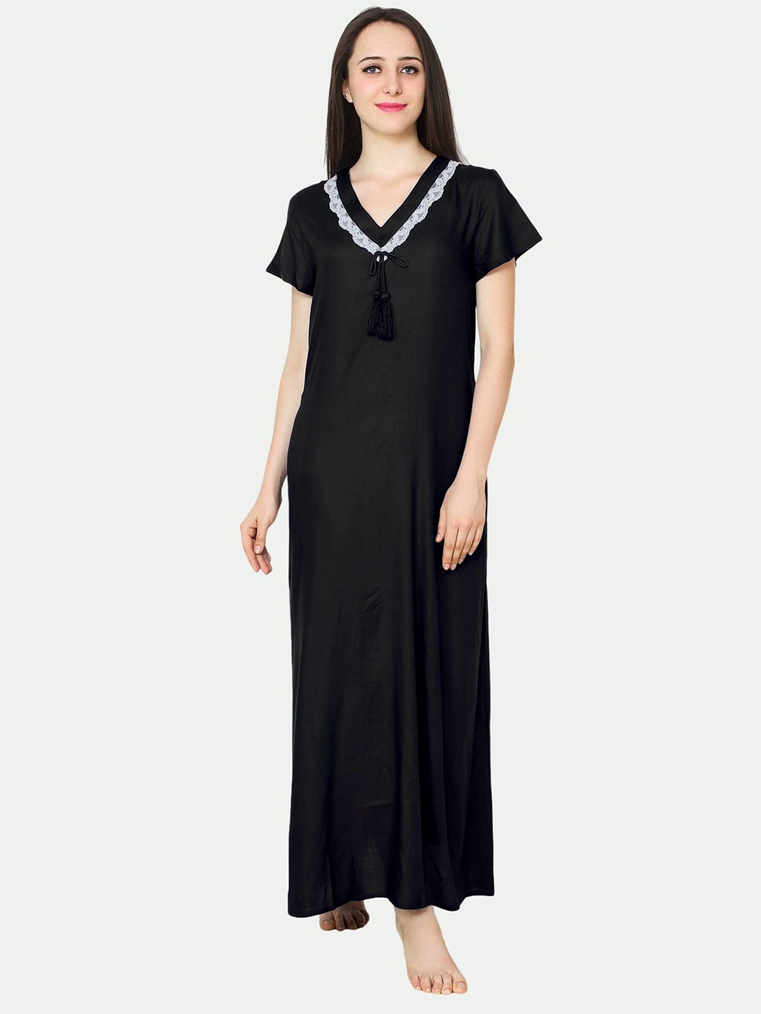 

PATRORNA Black Maxi Nightdress
