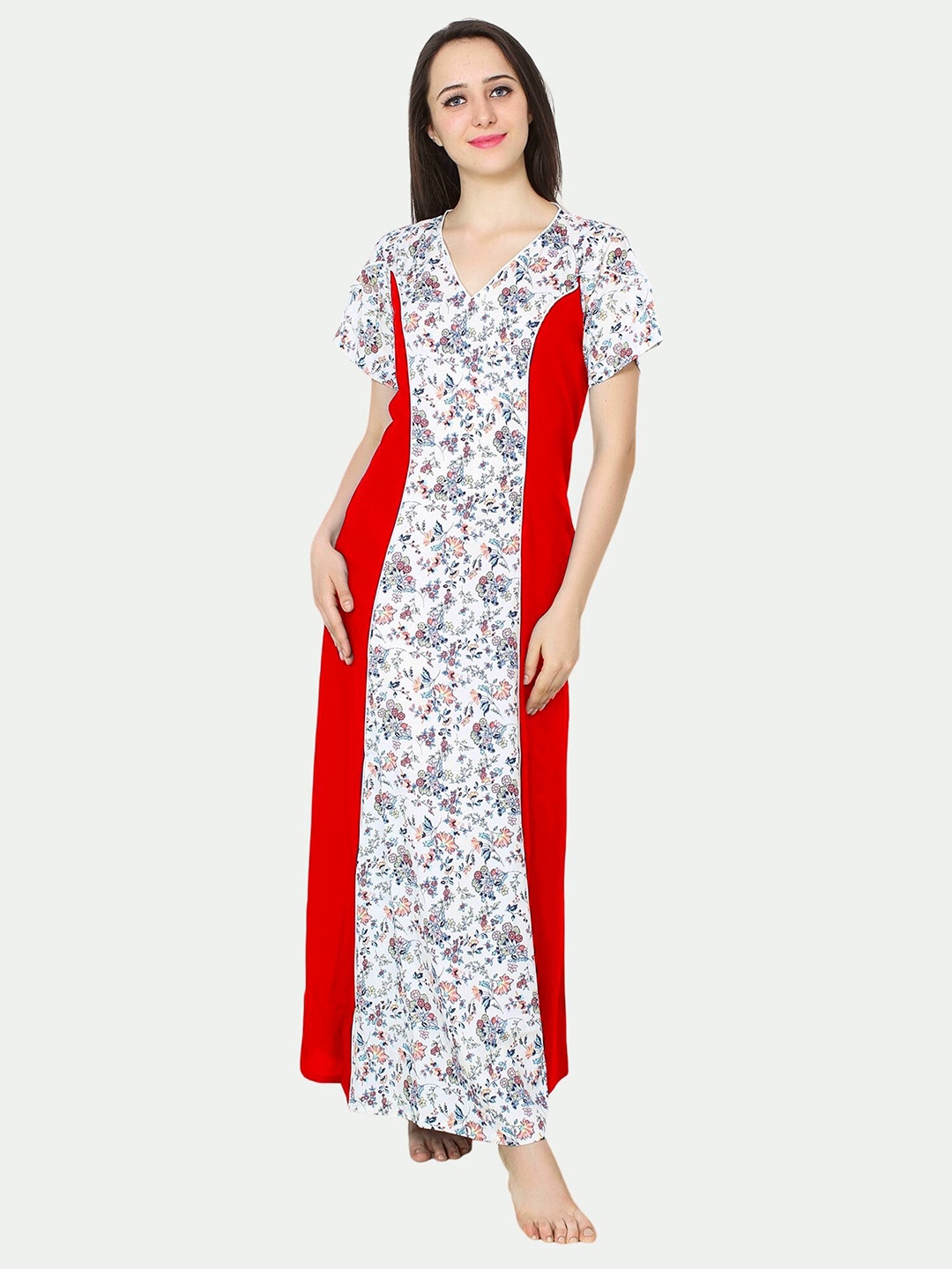 

PATRORNA White Printed Maxi Nightdress