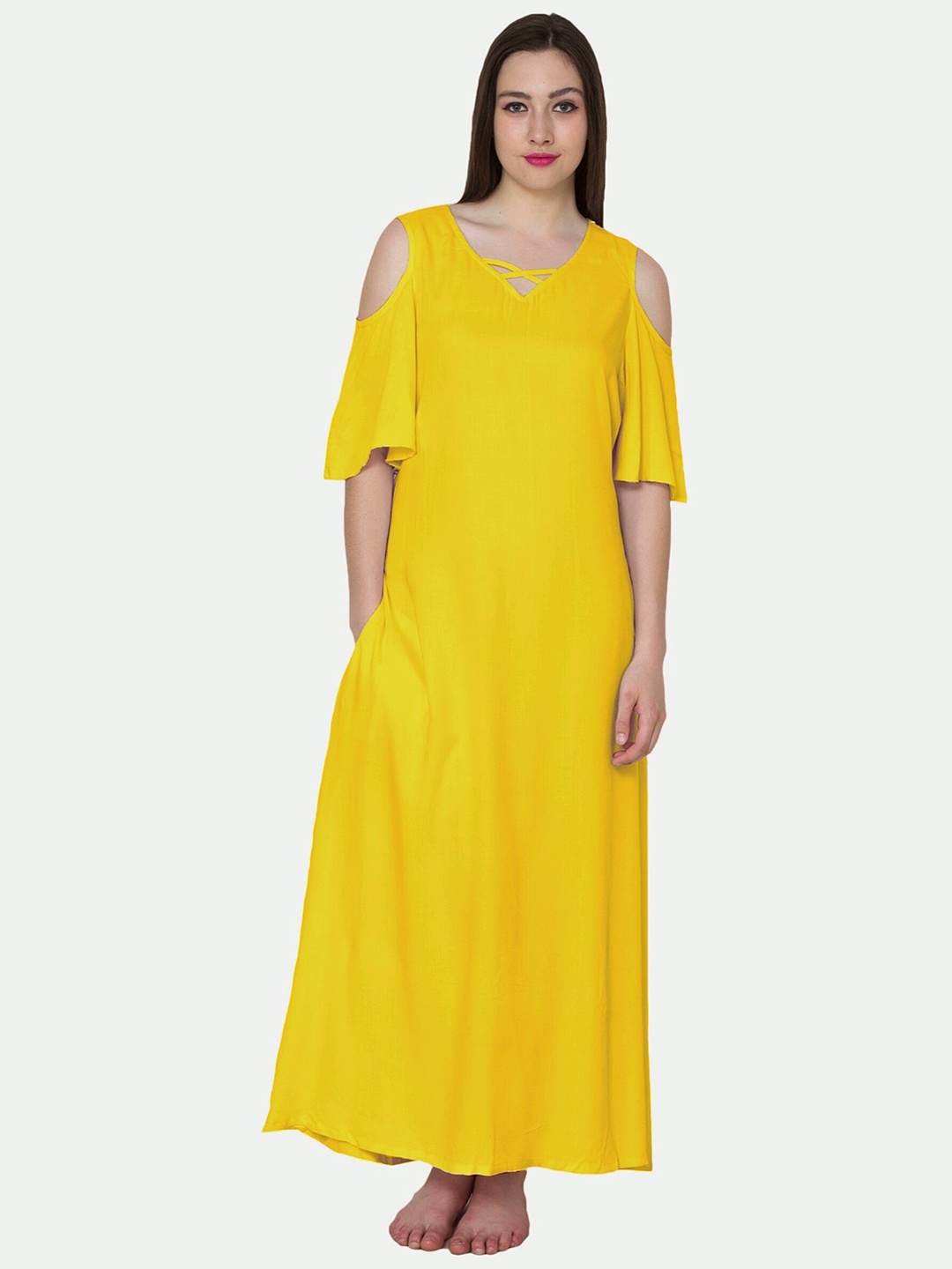 

PATRORNA Mustard Maxi Nightdress