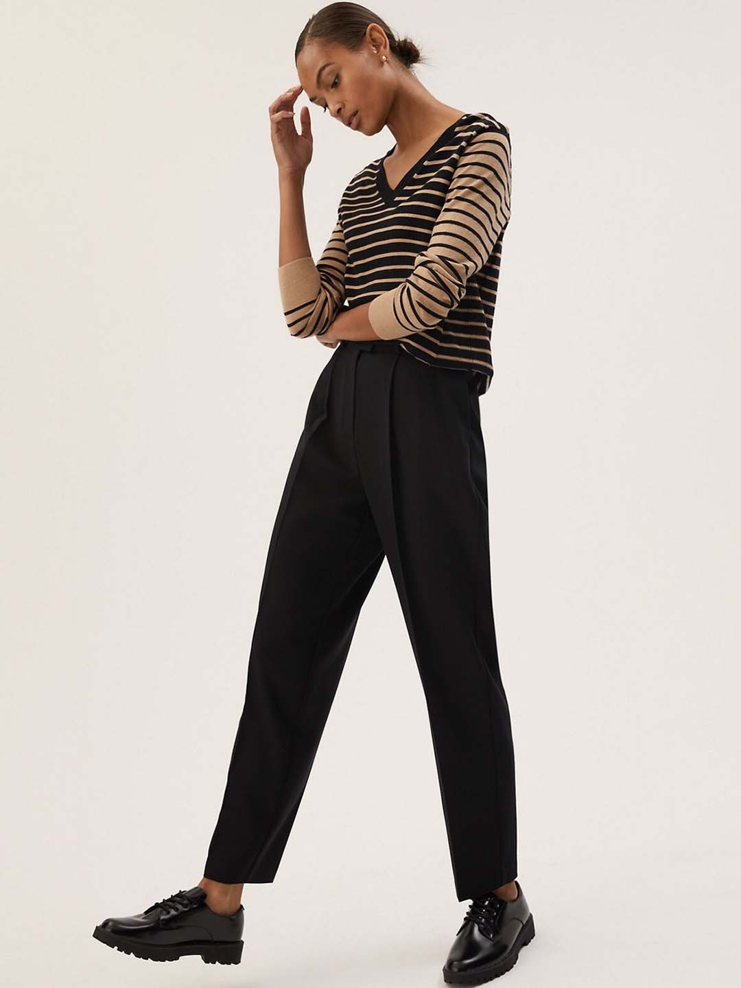 

Marks & Spencer Women High-Rise Trousers, Black
