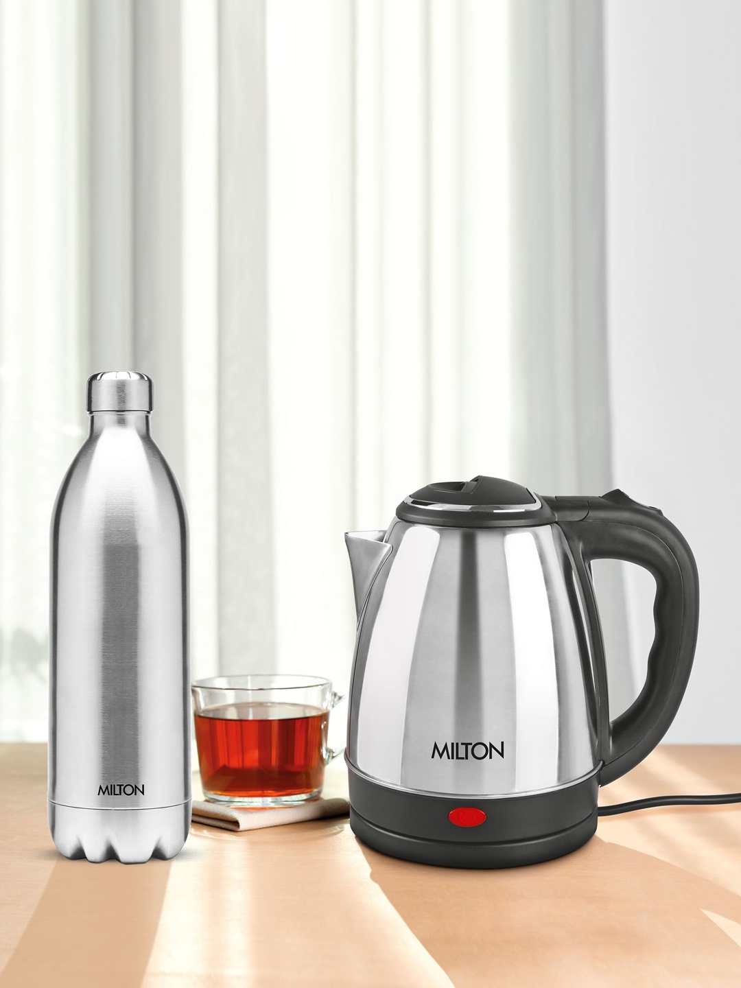 

Milton Silver-Toned Combo Set Go Electro 1.2 L Electric Kettle & Duo DLX 1.8 L