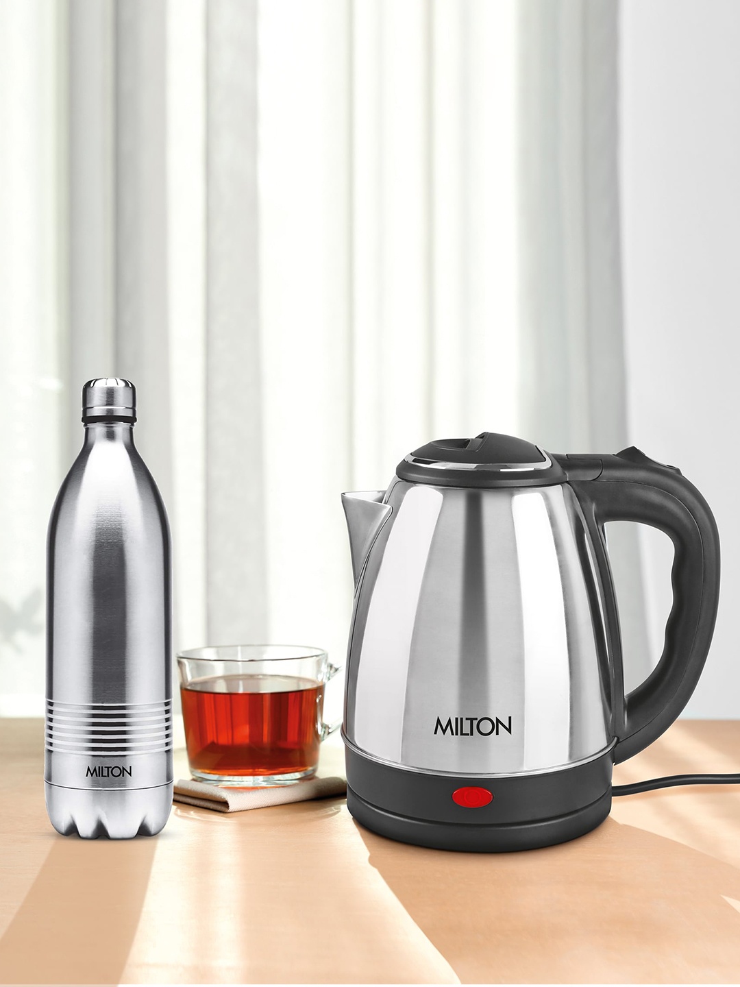 

Milton Silver Combo Set Go Electro 1.2 Ltrs Electric Kettle & Duo DLX 1 Ltr