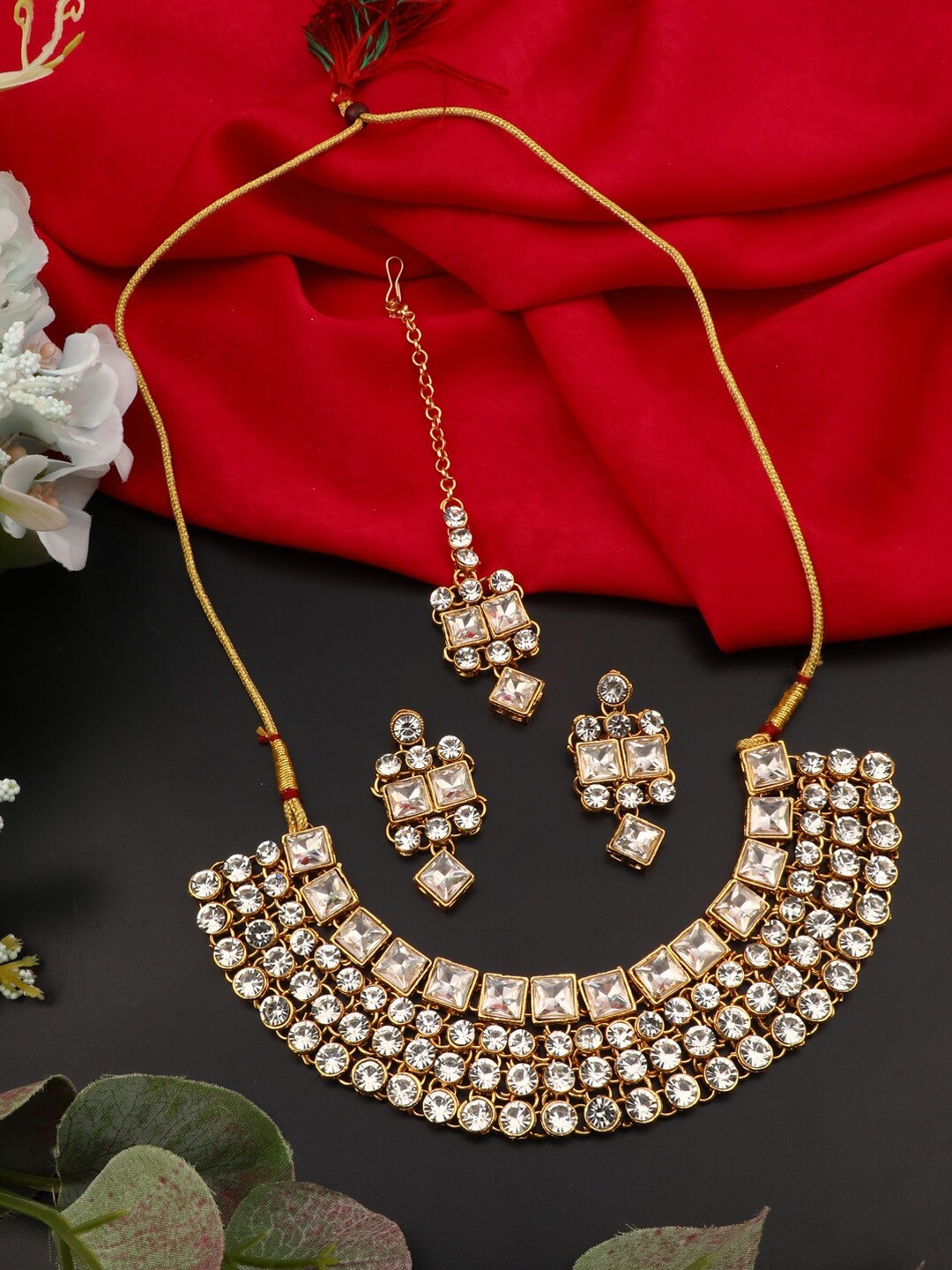 

Vita Bella Gold-Plated & White CZ-Studded Jewellery Set