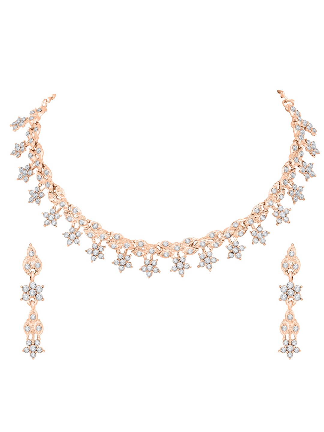 

Atasi International Rose Gold-Plated Rose Gold-Toned Stone Studded Jewellery Set