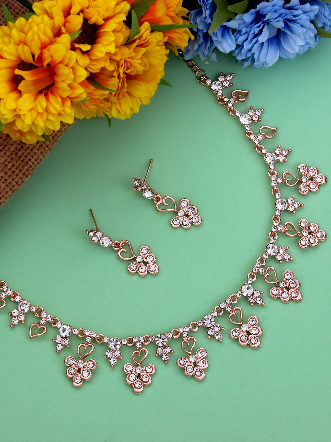 

Atasi International Rose Gold-Plated & Crystal Sudded Jewellery Set
