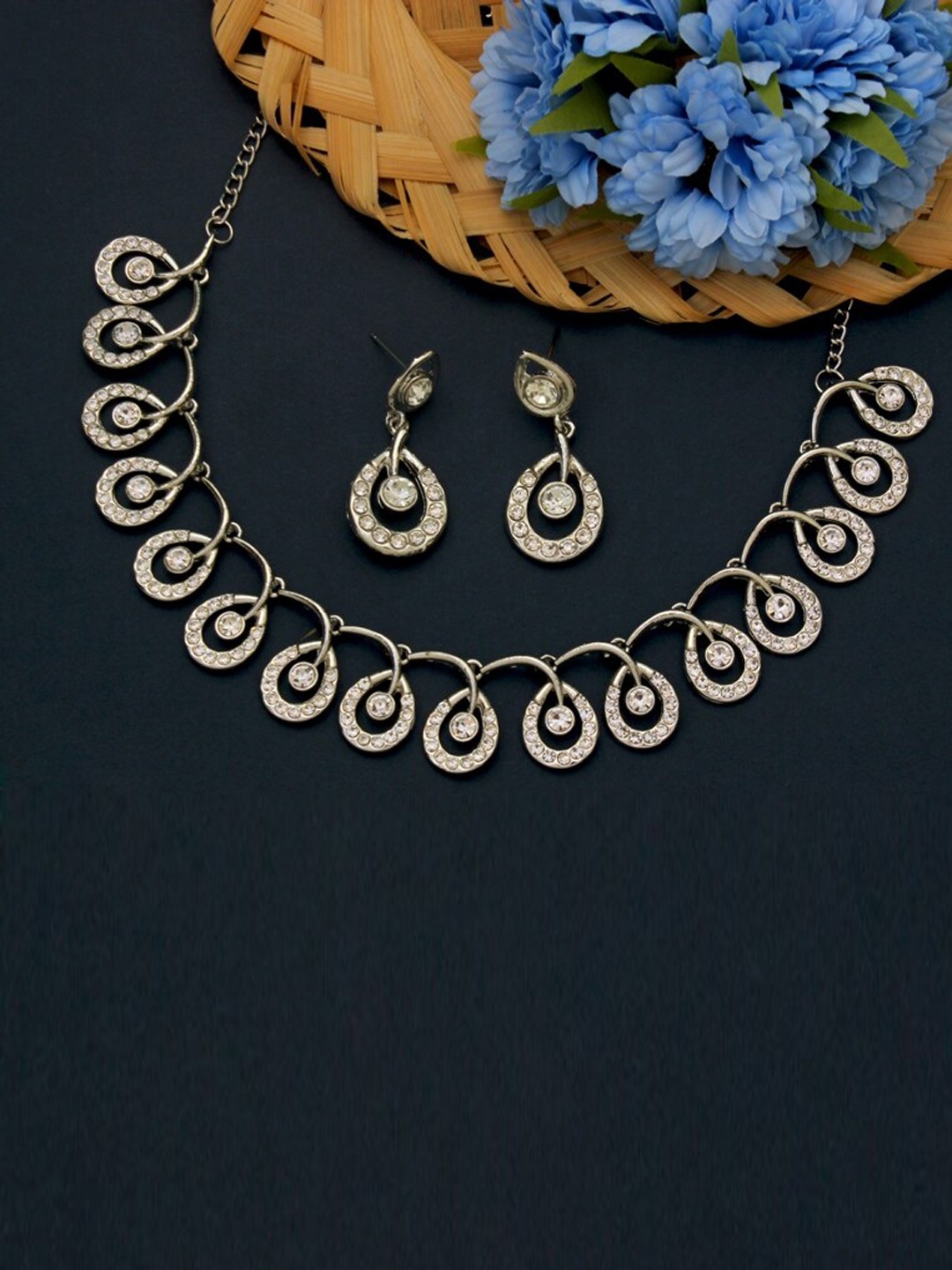 

Atasi International Silver-Plated & Crystal Sudded Jewellery Set