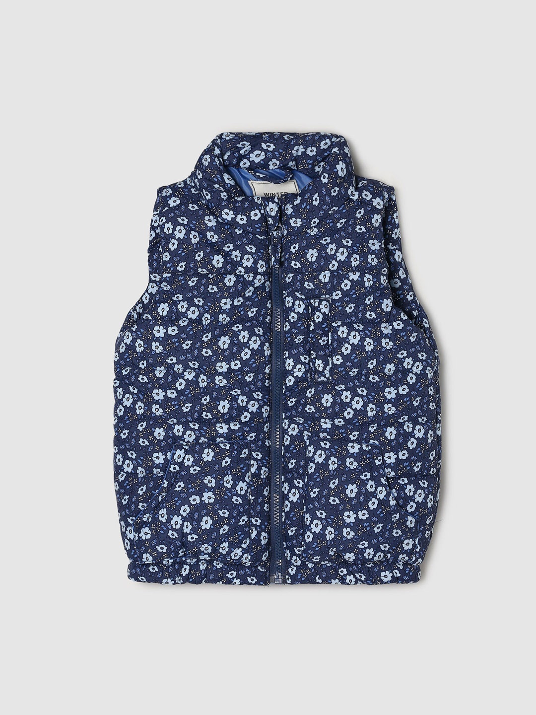 

max Girls Blue Floral Windcheater Quilted Jacket