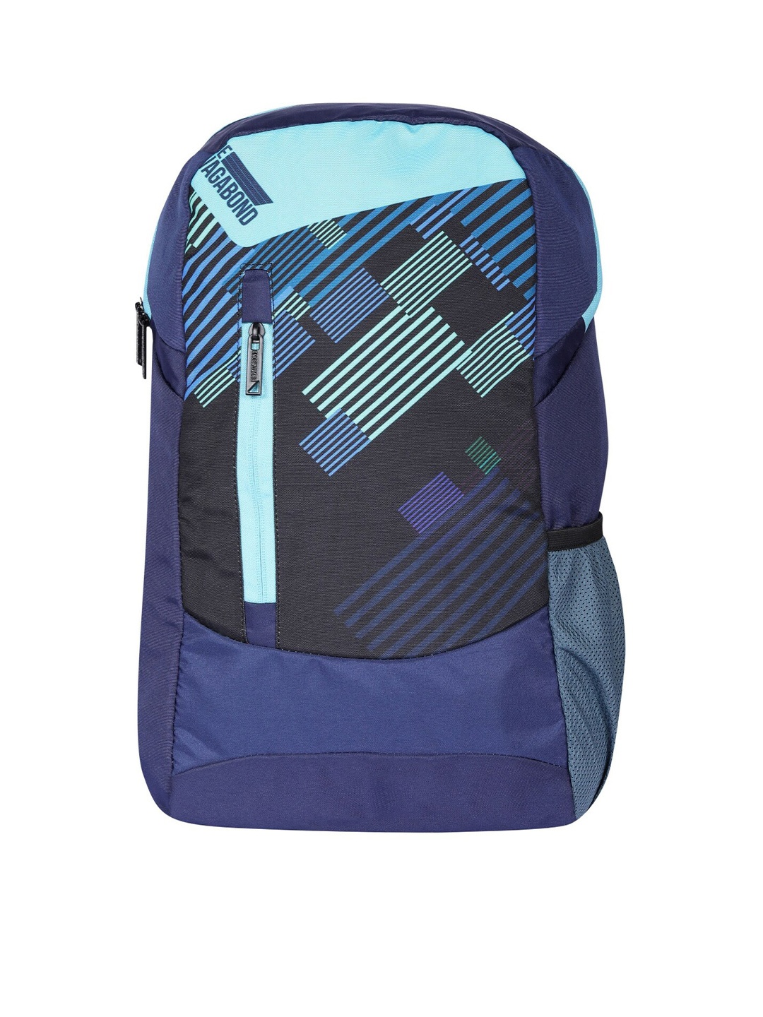

DEVAGABOND Unisex Navy Blue & Black Striped Backpack