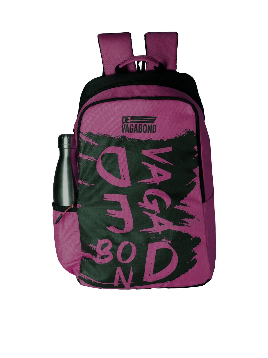 

DEVAGABOND Unisex Purple & Black Typography Backpack