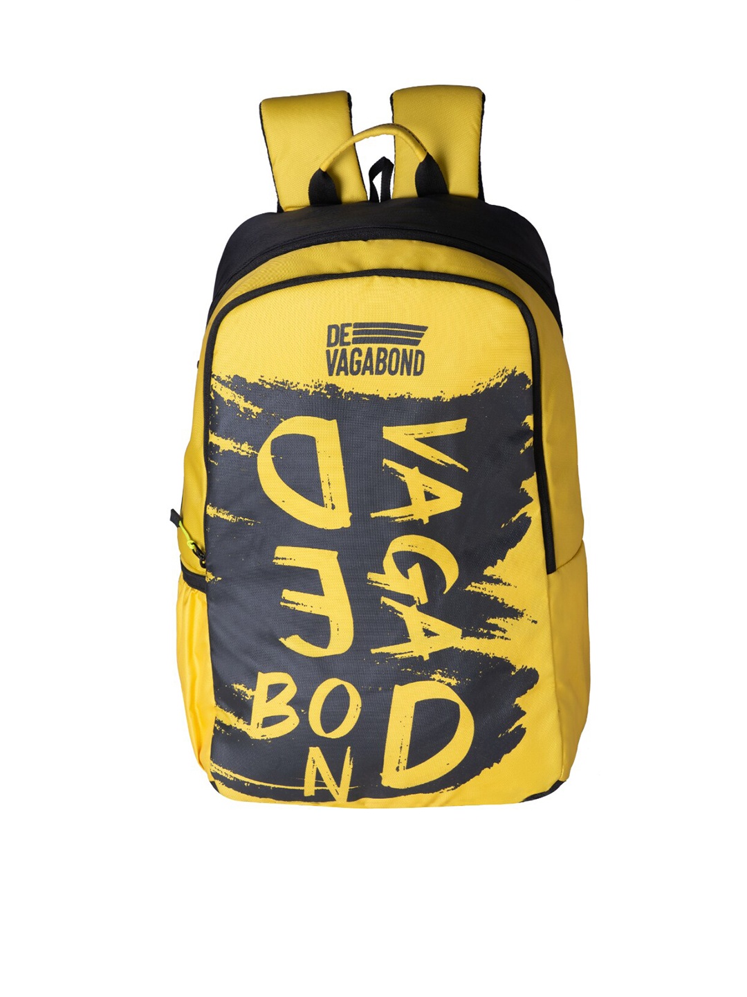 

DEVAGABOND Unisex Yellow & Black Typography Backpack