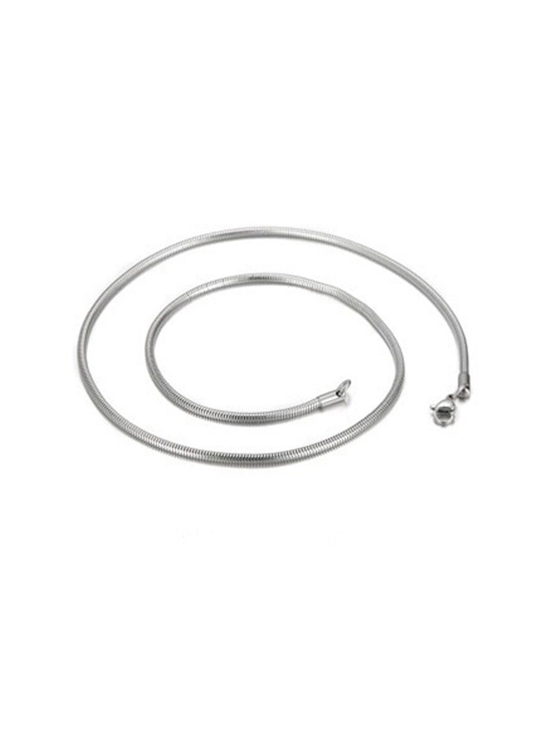 

Mueras Men Silver-Toned Round Snake Stainless Steel Chain